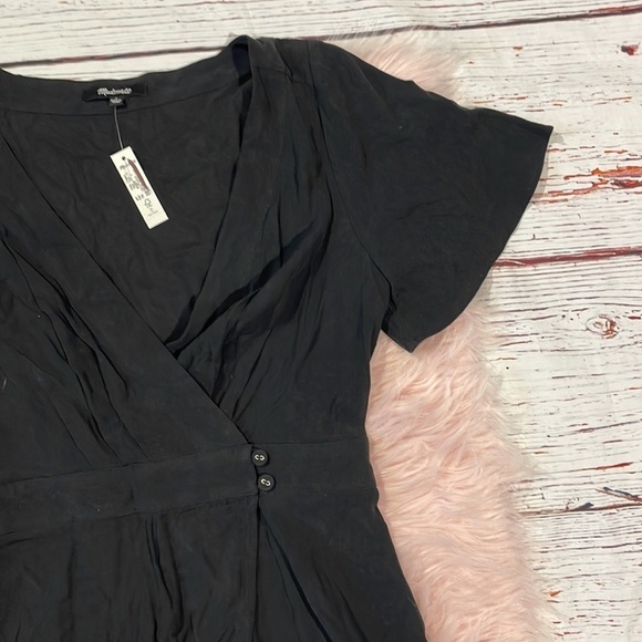 NWT Madewell Black Pleated-Waist True-Wrap Mini Dress - Picture 5 of 10